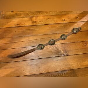 Tan brown western gold buckles boho festival chic Linea Pelle belt XL